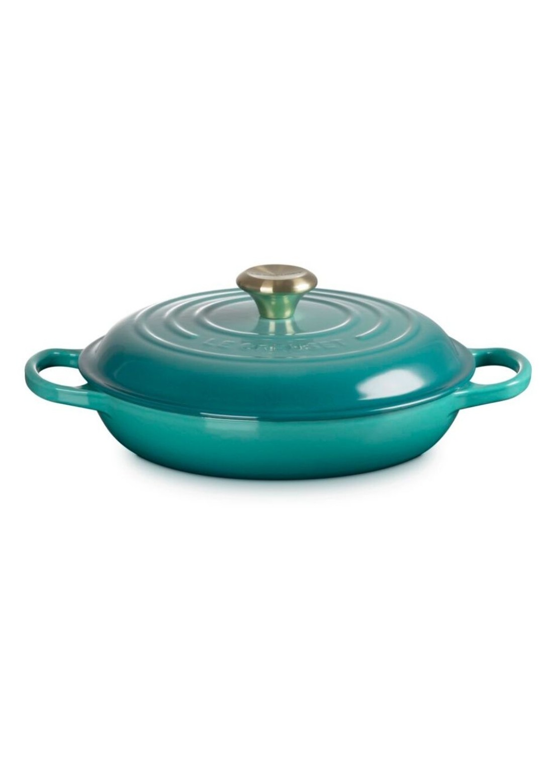 Le Creuset Signature braadpan 30 cm - achterkant blauw