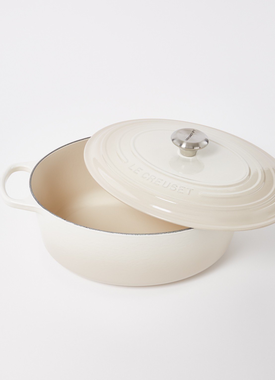 Le Creuset Signature braadpan ovaal 33 cm - detail wit