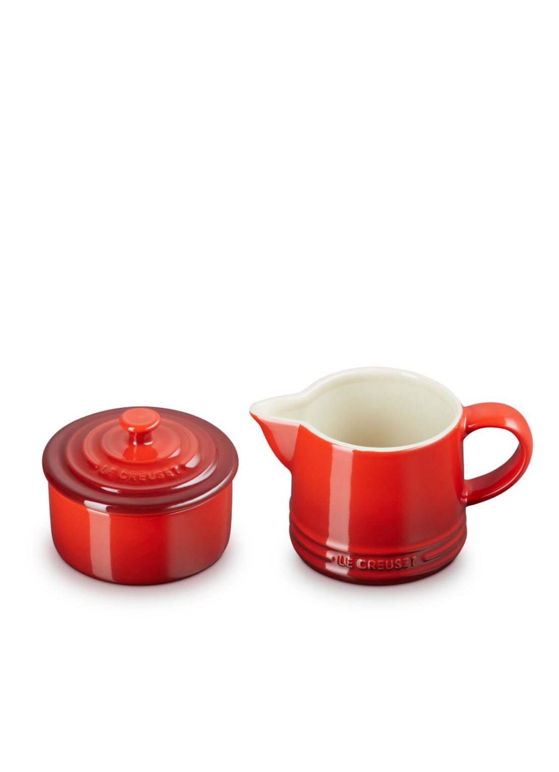 Le Creuset Signature melk- en suikerset - voorkant 6 kersenrood / rood