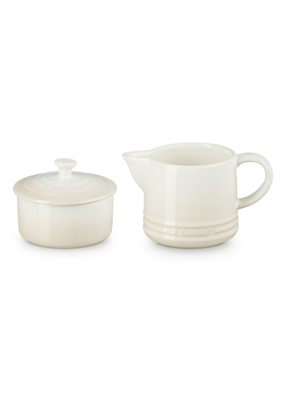 Le Creuset Signature melk- en suikerset  - voorkant meringue / beige