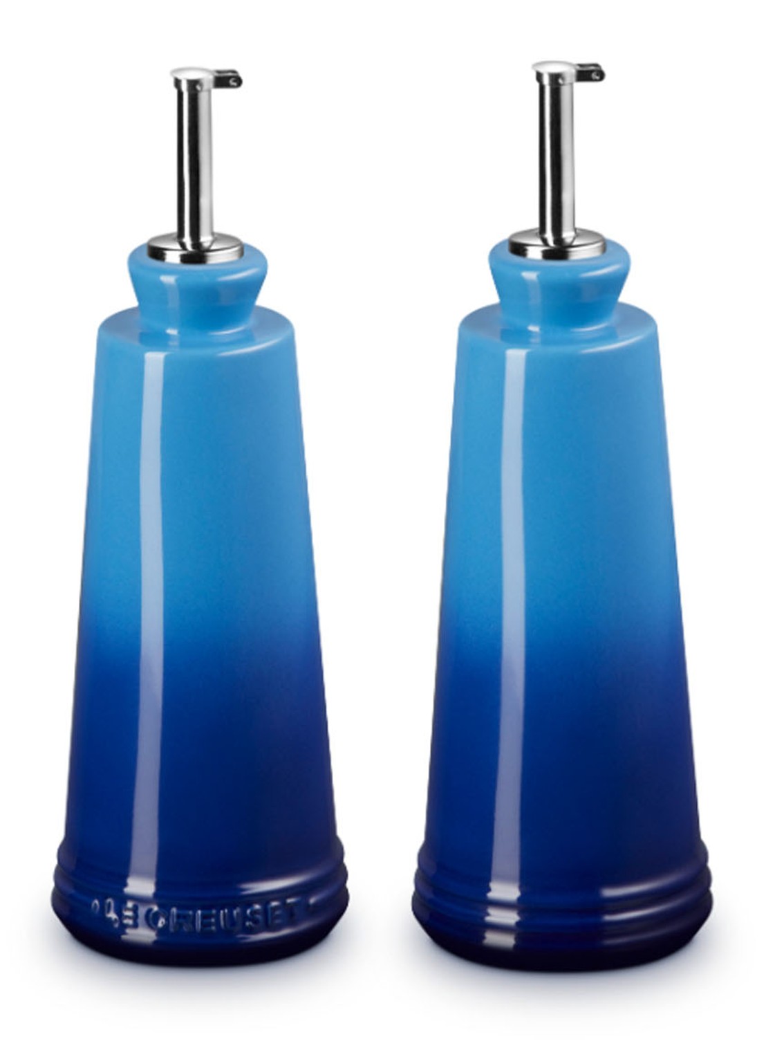Le Creuset Signature olie- en azijnstel set van 2  - voorkant azure / blauw
