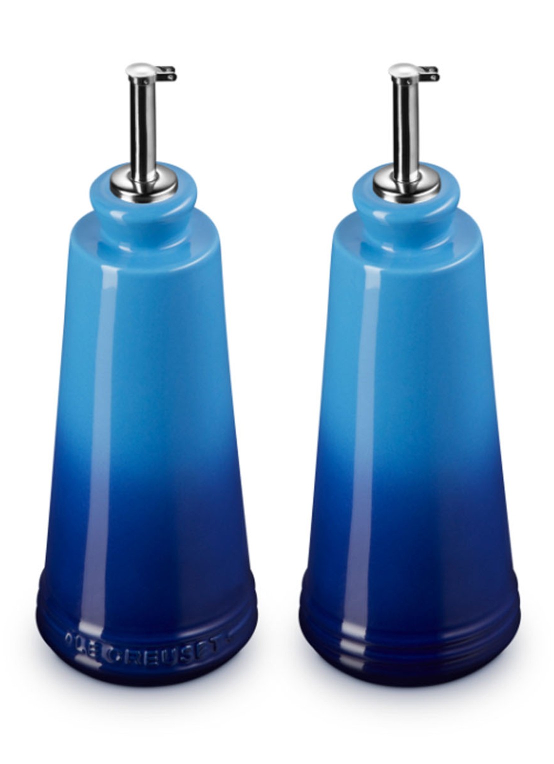 Le Creuset Signature olie- en azijnstel set van 2  - voorkant 2 azure / blauw