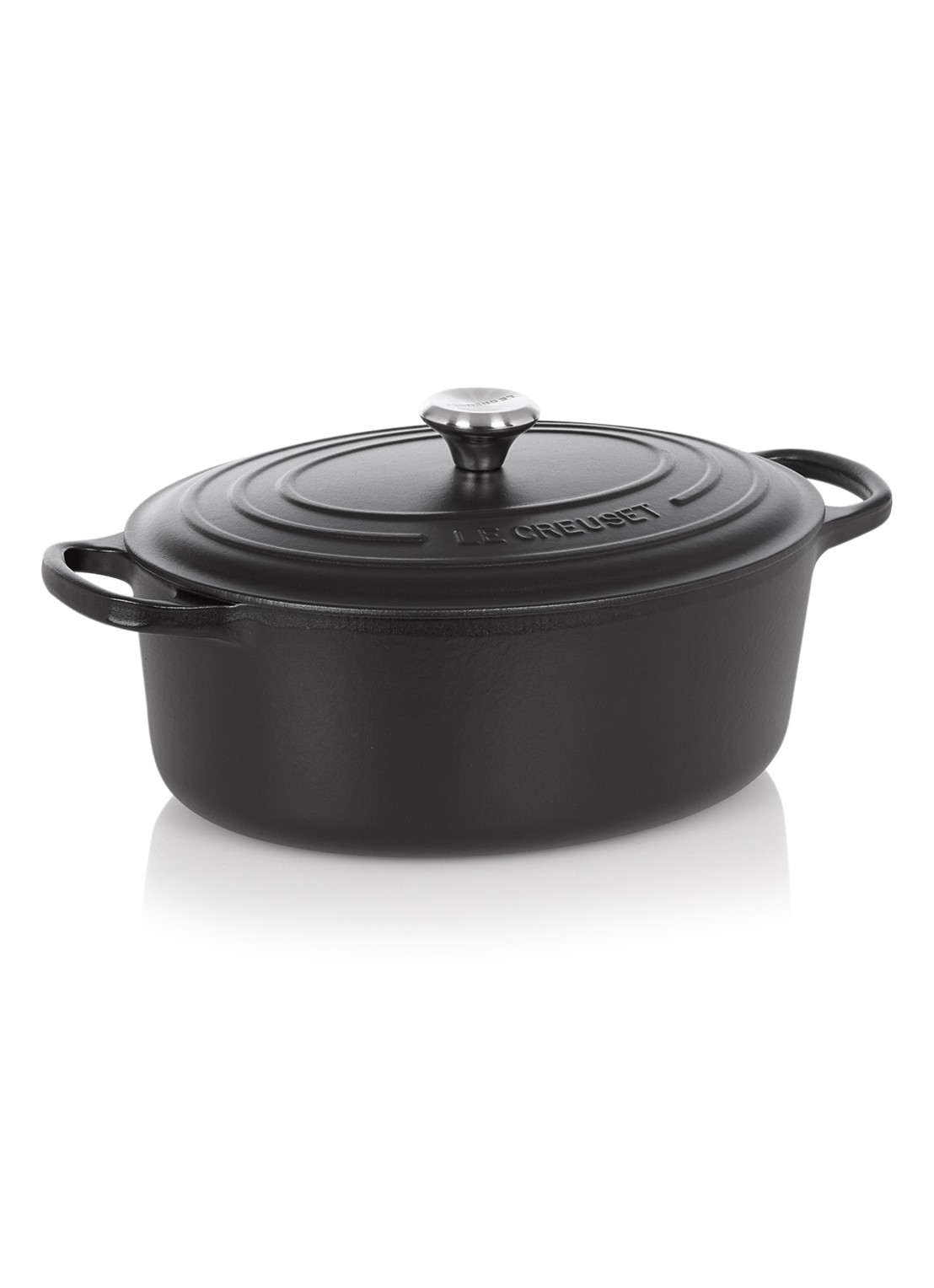 Le Creuset Signature ovale braadpan 27 cm - voorkant mat zwart / zwart
