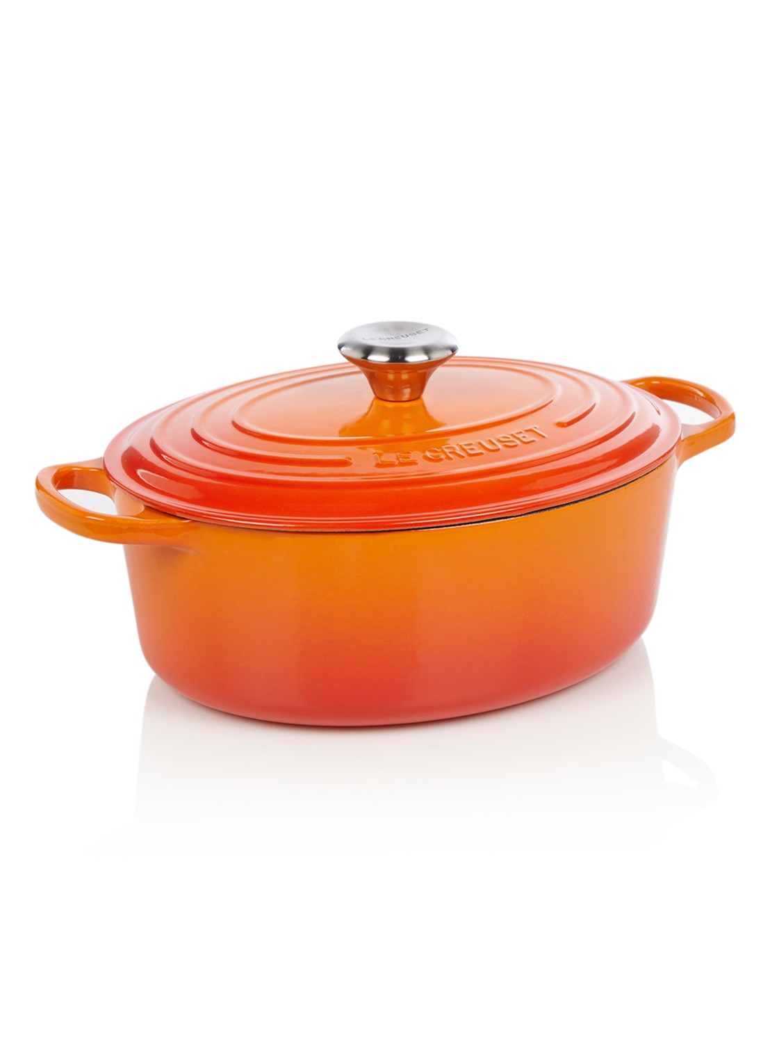 Le Creuset Signature ovale braadpan Ø27 cm - voorkant oranjerood / oranje