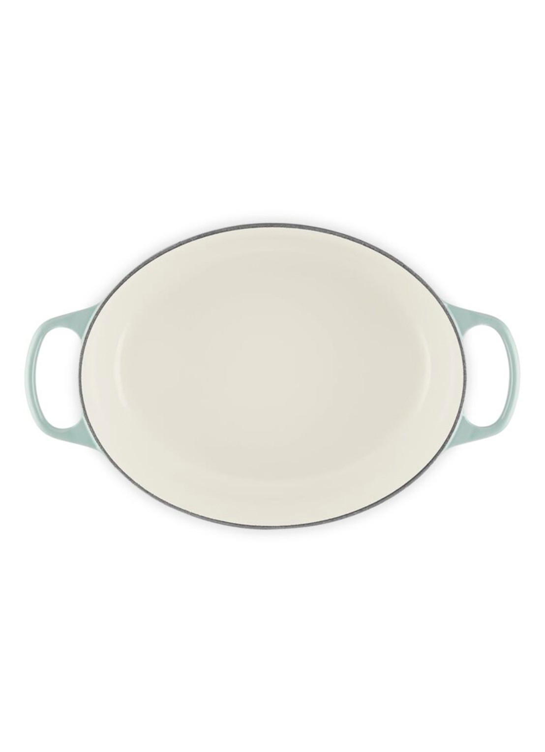 Le Creuset Signature ovale braadpan 31 cm - detail lichtgrijs