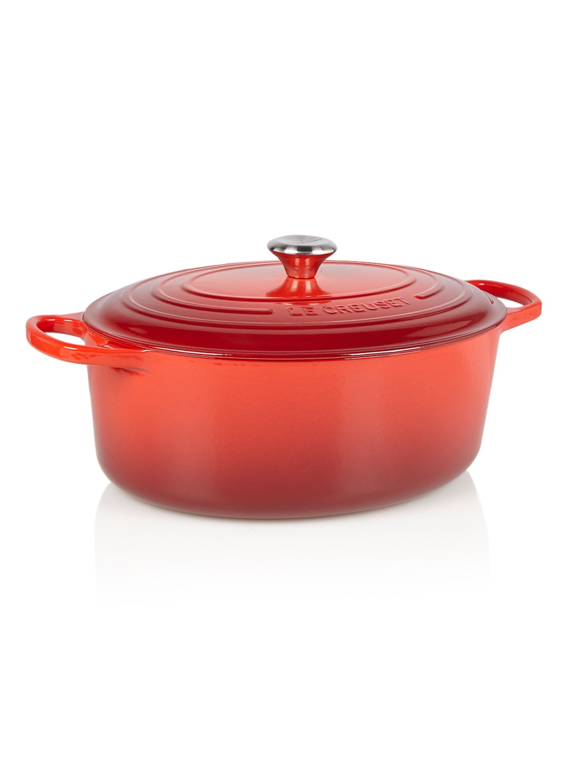 Le Creuset Signature ovale braadpan 35 cm - voorkant kersenrood / rood
