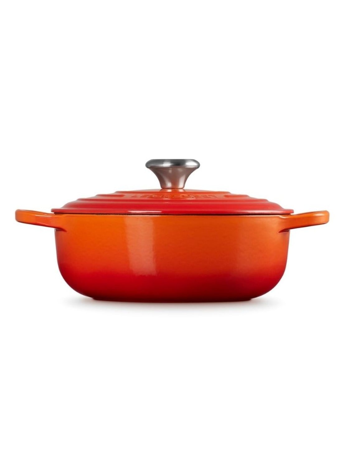 Le Creuset Signature sauteuse 24 cm - achterkant 3 oranjerood