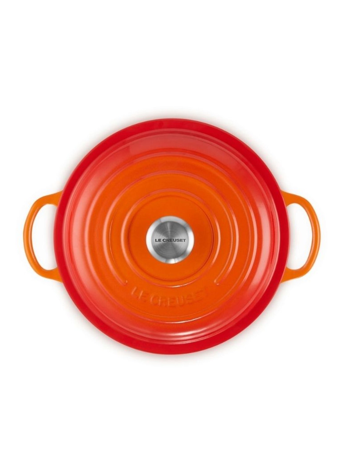 Le Creuset Signature stoofpan 22 cm - detail oranjerood