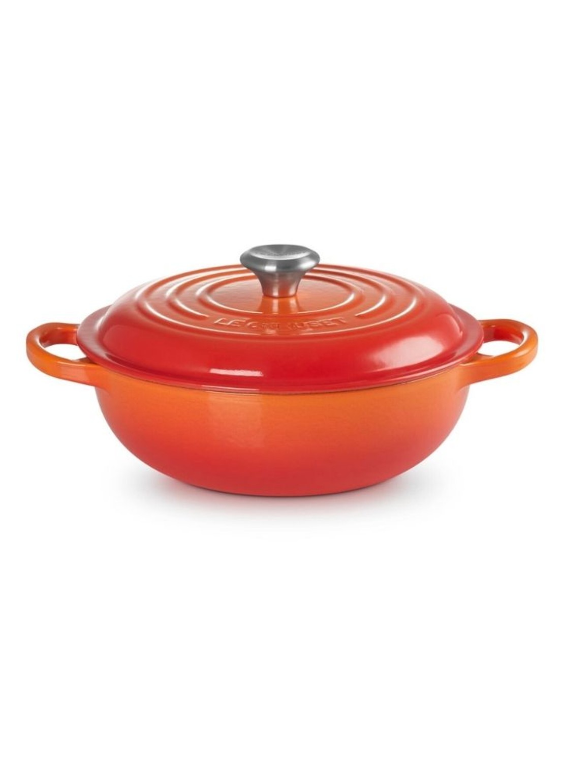 Le Creuset Signature stoofpan 22 cm - voorkant 3 oranjerood
