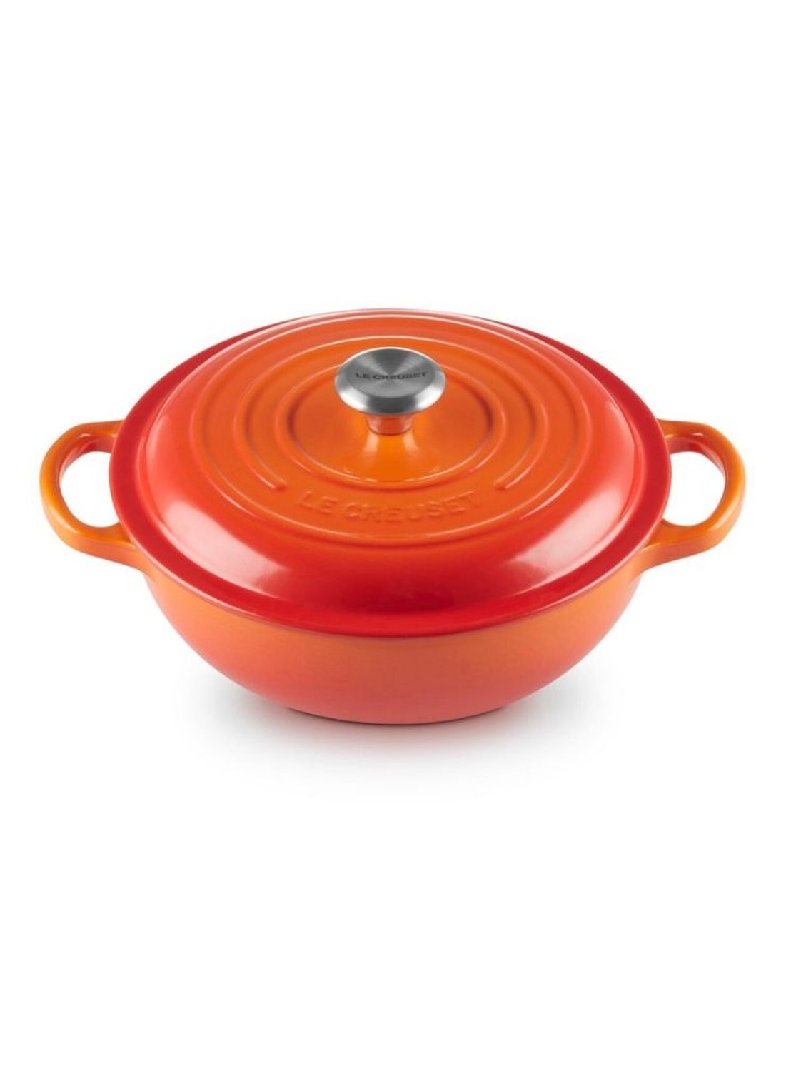 Le Creuset Signature stoofpan 22 cm - voorkant 4 oranjerood