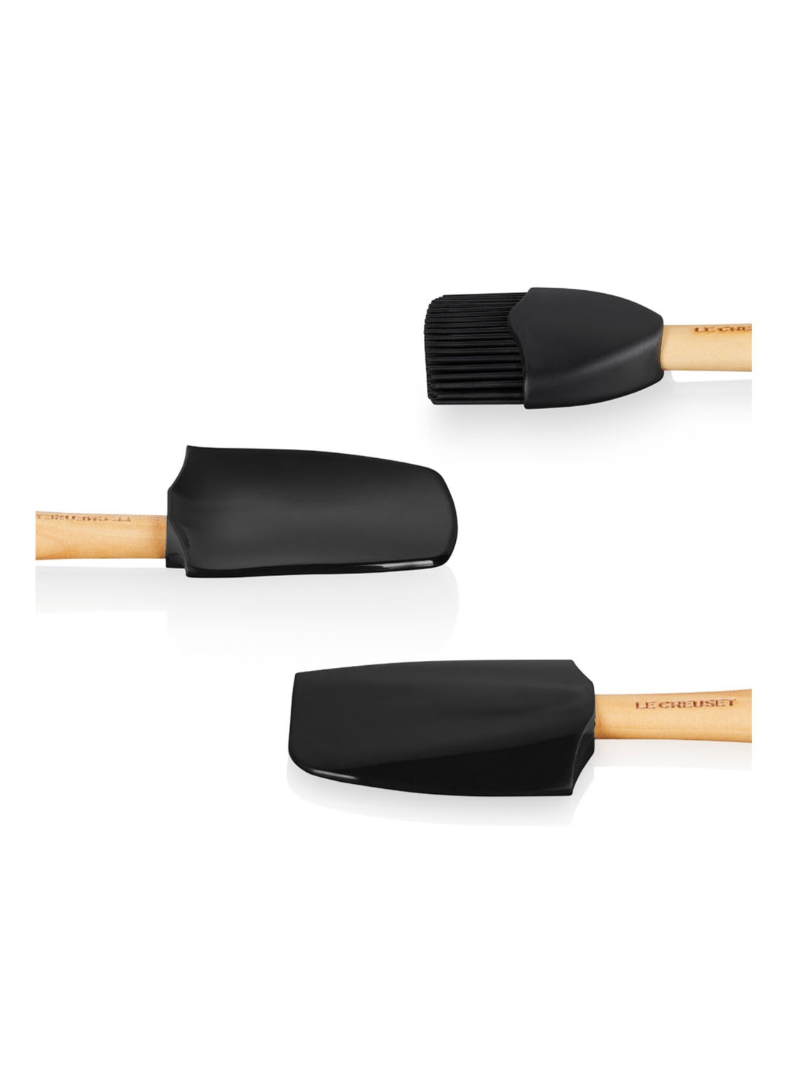 Le Creuset Spatels Premium set van 3  - achterkant ebbenzwart / zwart
