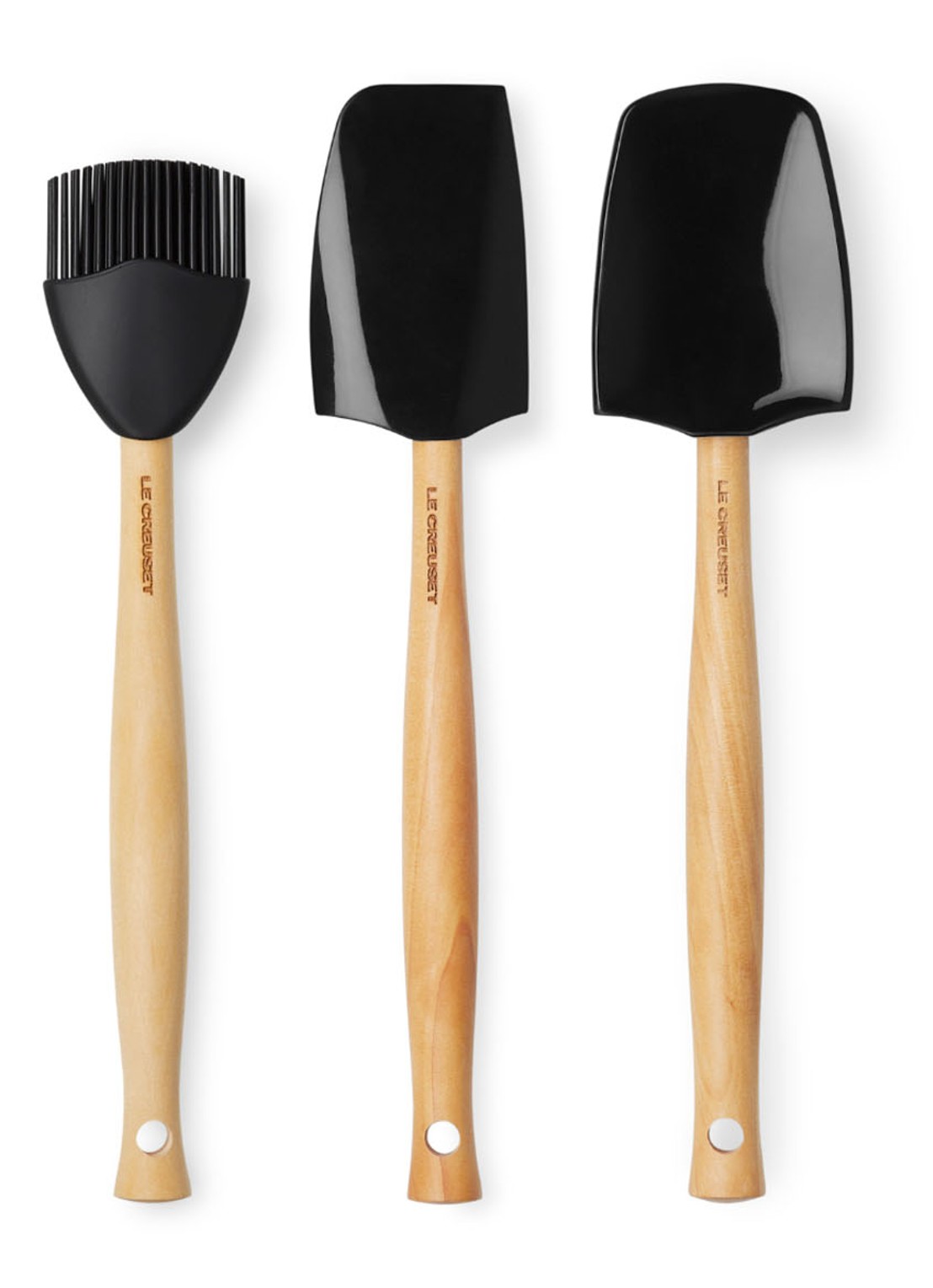 Le Creuset Spatels Premium set van 3  - voorkant 3 ebbenzwart / zwart