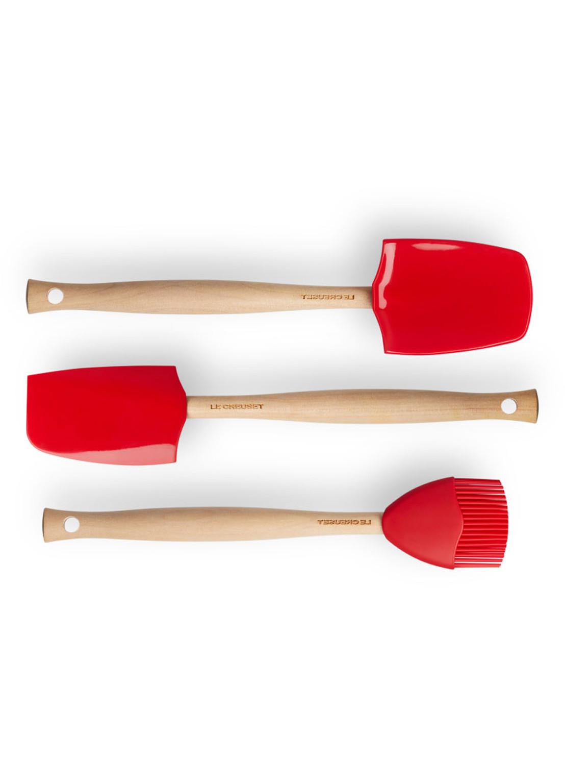Le Creuset Spatels Premium set van 3  - detail 2 kersenrood / rood
