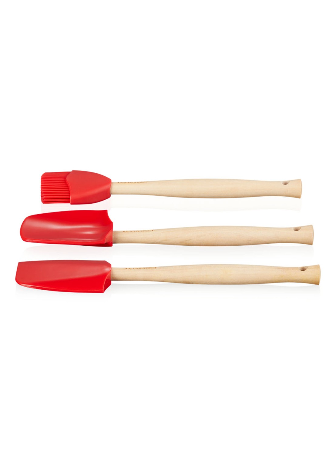 Le Creuset Spatels Premium set van 3  - voorkant 5 kersenrood / rood