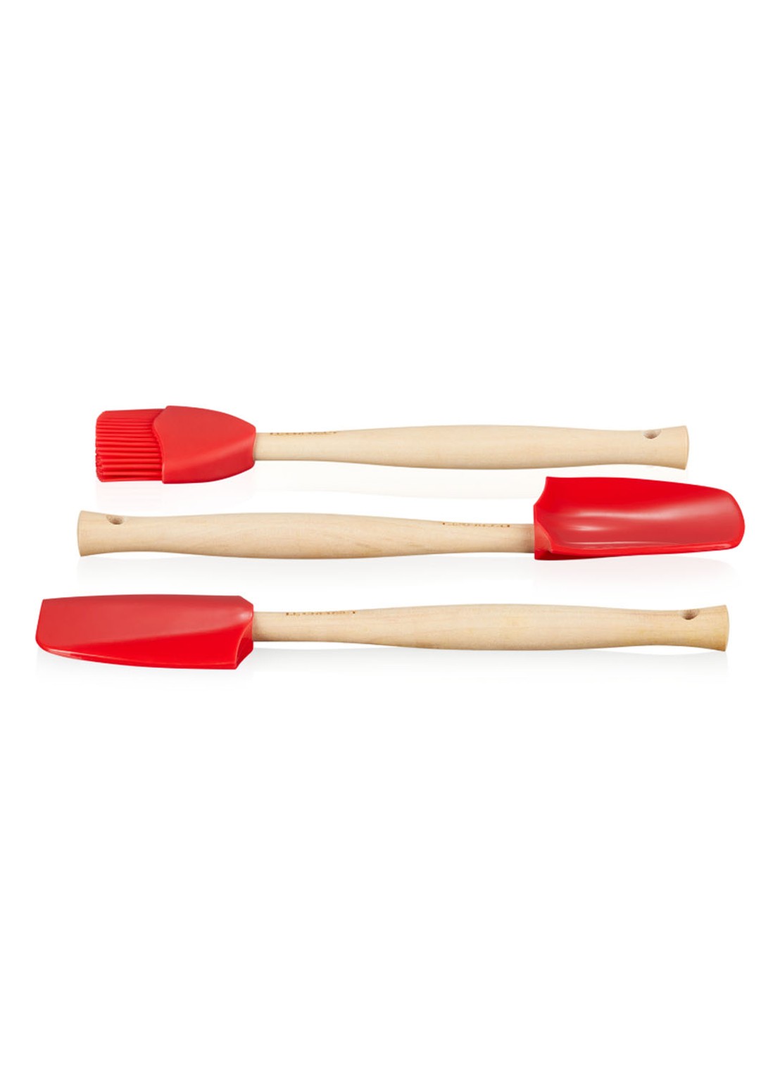 Le Creuset Spatels Premium set van 3  - voorkant 6 kersenrood / rood