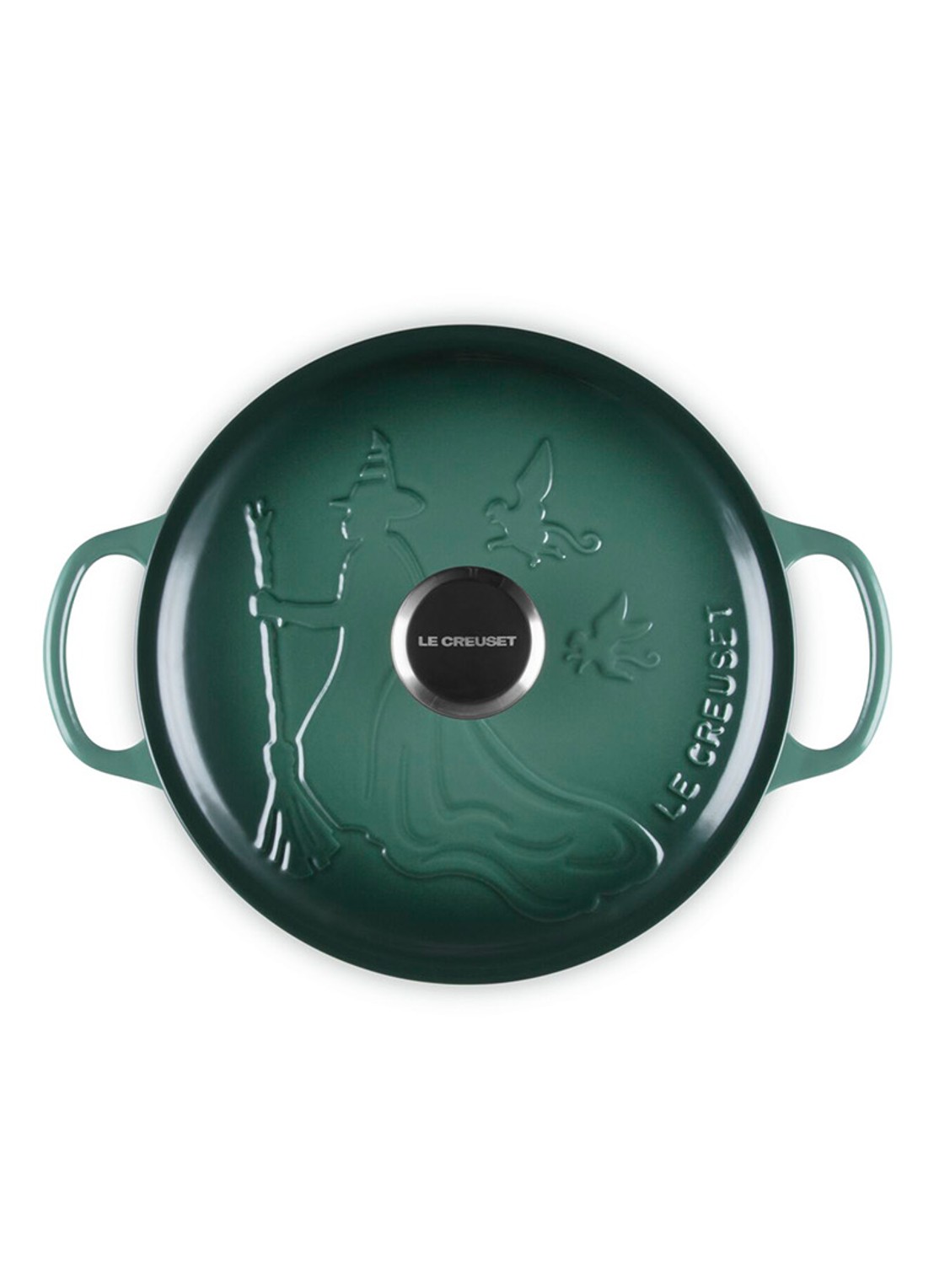 Le Creuset Wicked Elphaba braadpan 24 cm - limited edition - voorkant donkergroen