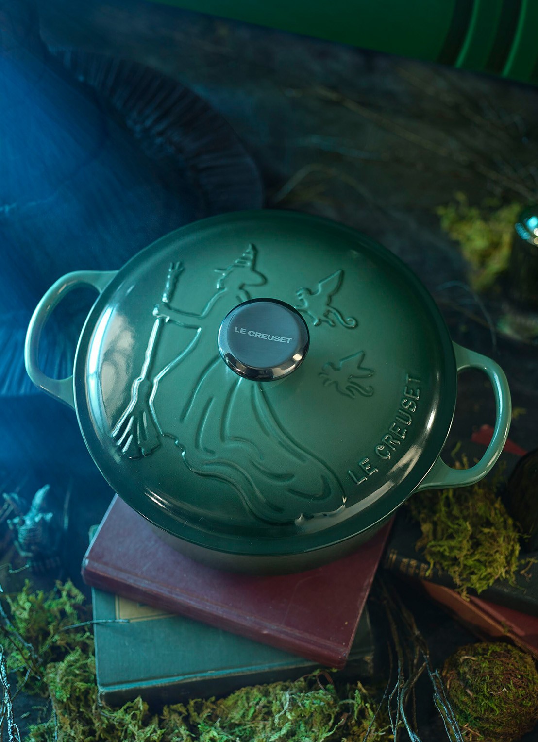 Le Creuset Wicked Elphaba braadpan 24 cm - limited edition - voorkant 2 donkergroen