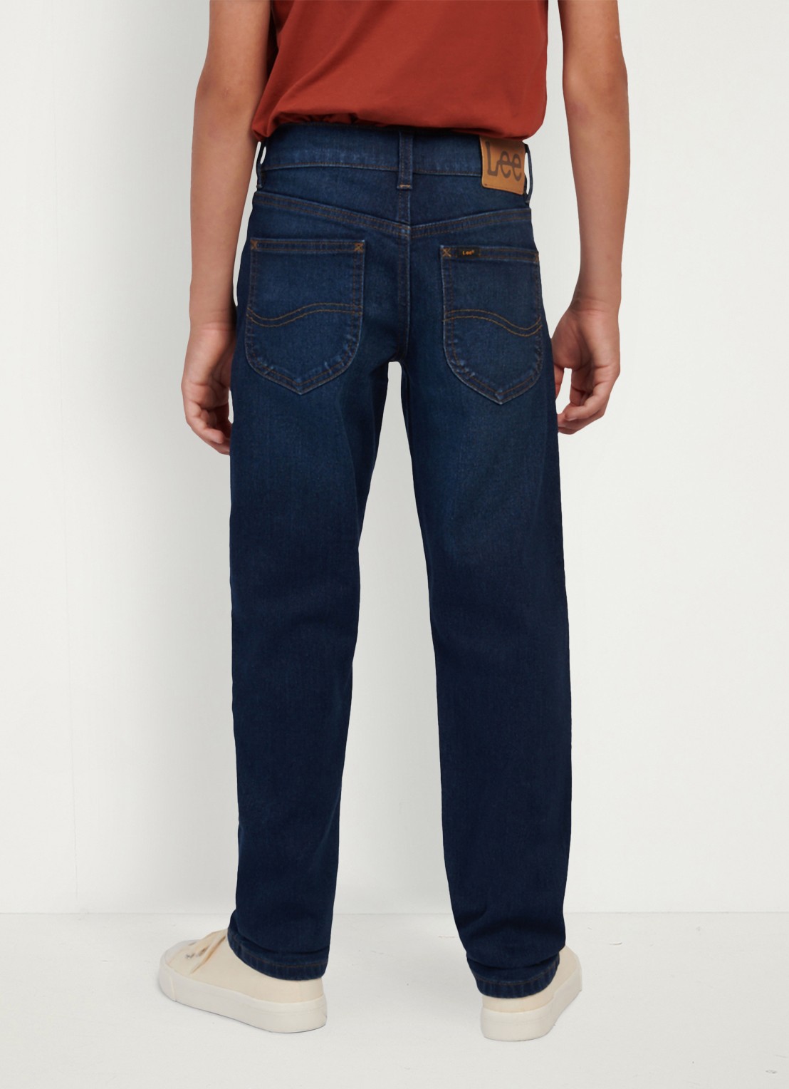 LEE Luke slim fit jeans met stretch - achterkant 3 donkerblauw