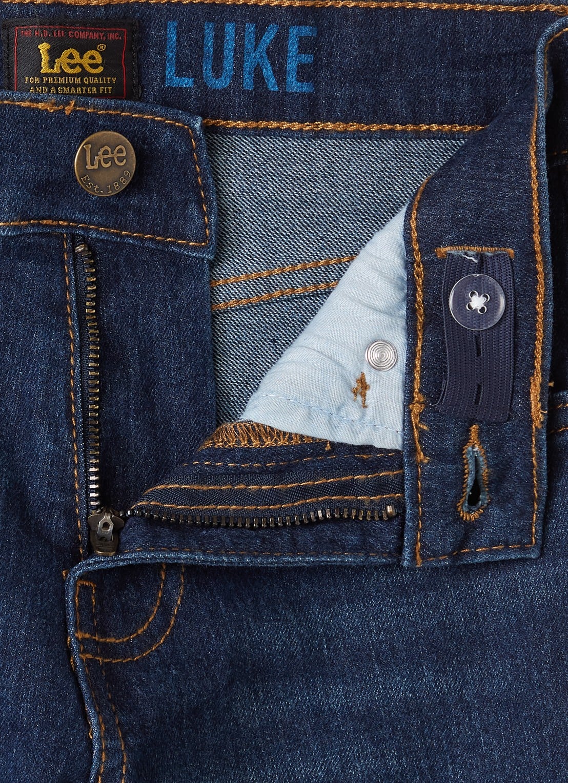 LEE Luke slim fit jeans met stretch - detail 5 donkerblauw