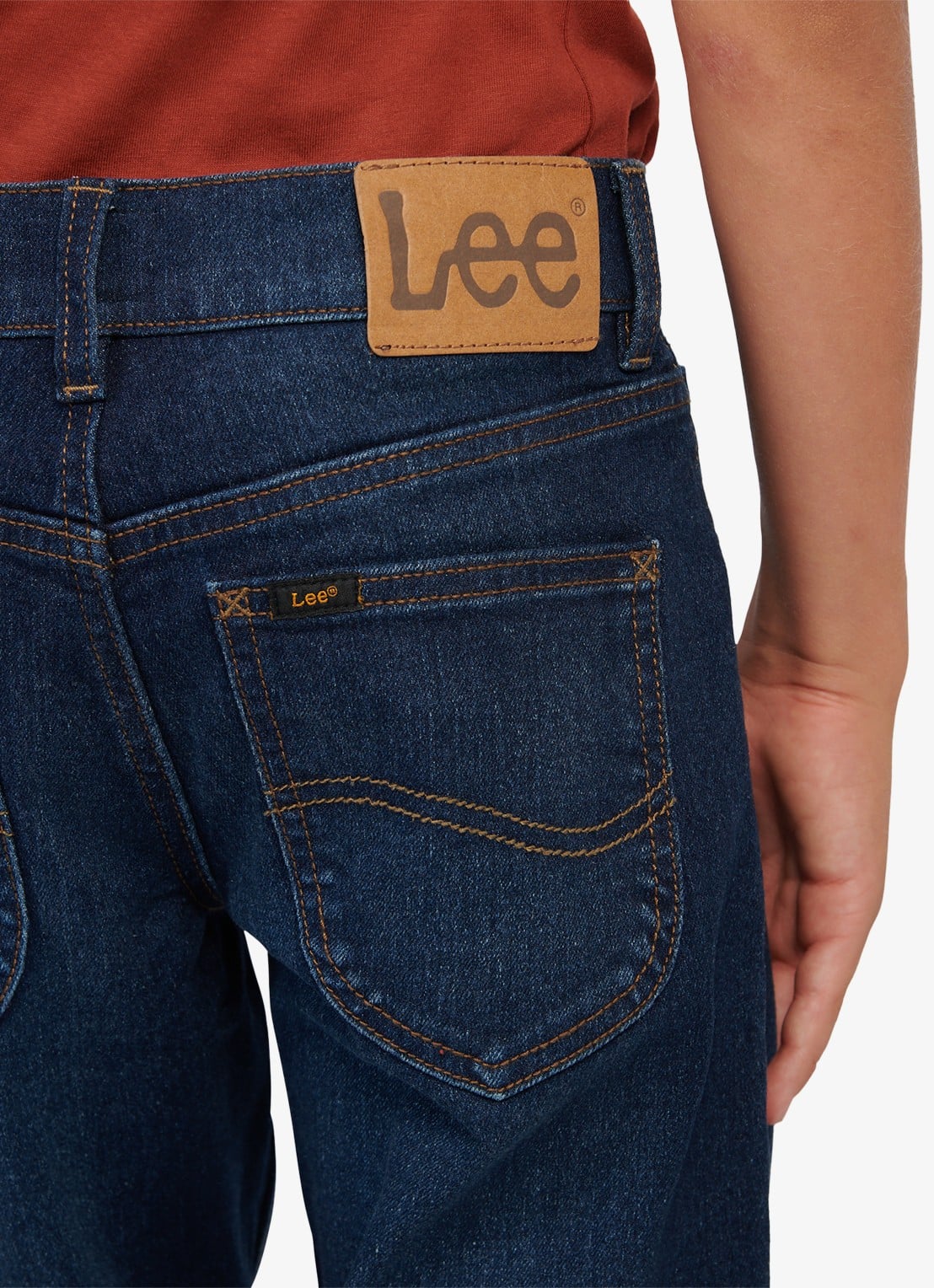 LEE Luke slim fit jeans met stretch - detail 6 donkerblauw