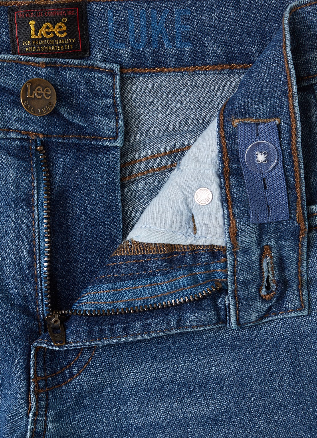 LEE Luke slim fit jeans met stretch - detail 3 indigo