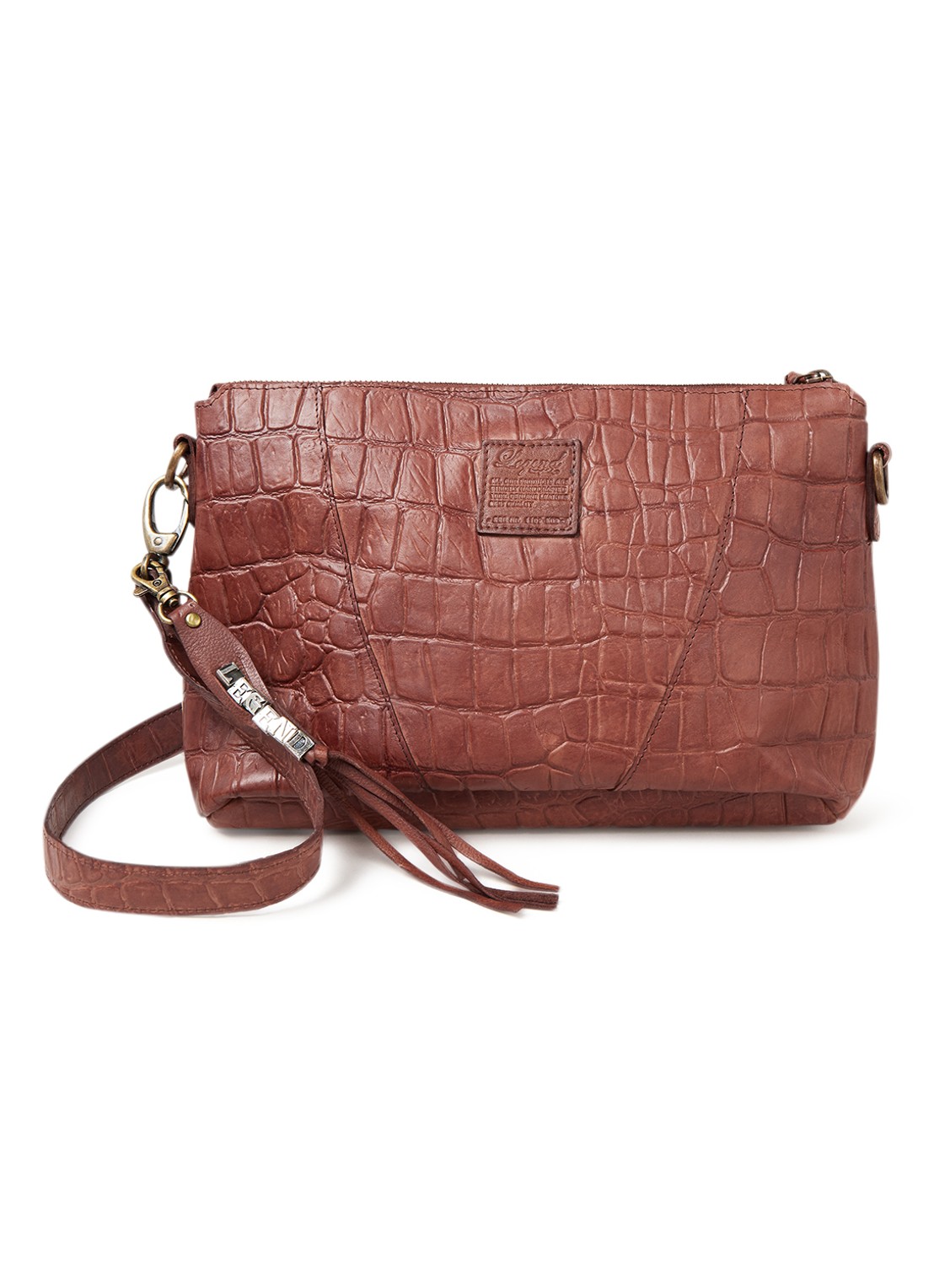 Legend Badia crossbodytas van leer met crocostructuur - voorkant cognac