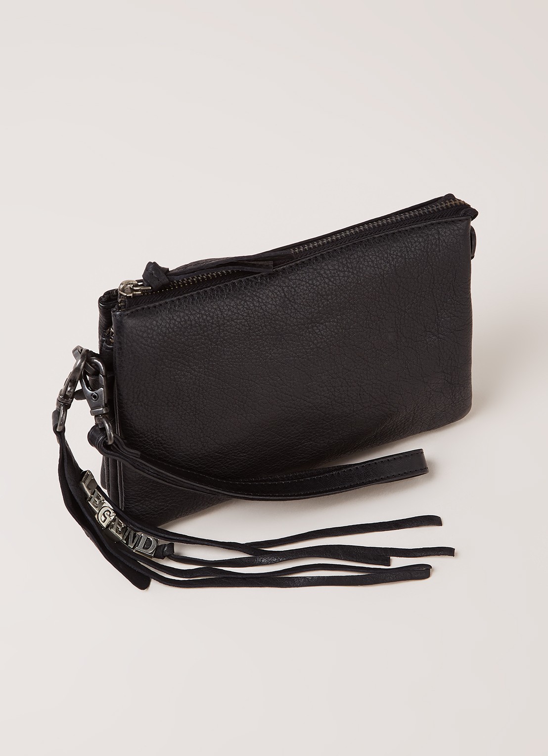 Legend Como crossbodytas van leer - detail 3 zwart