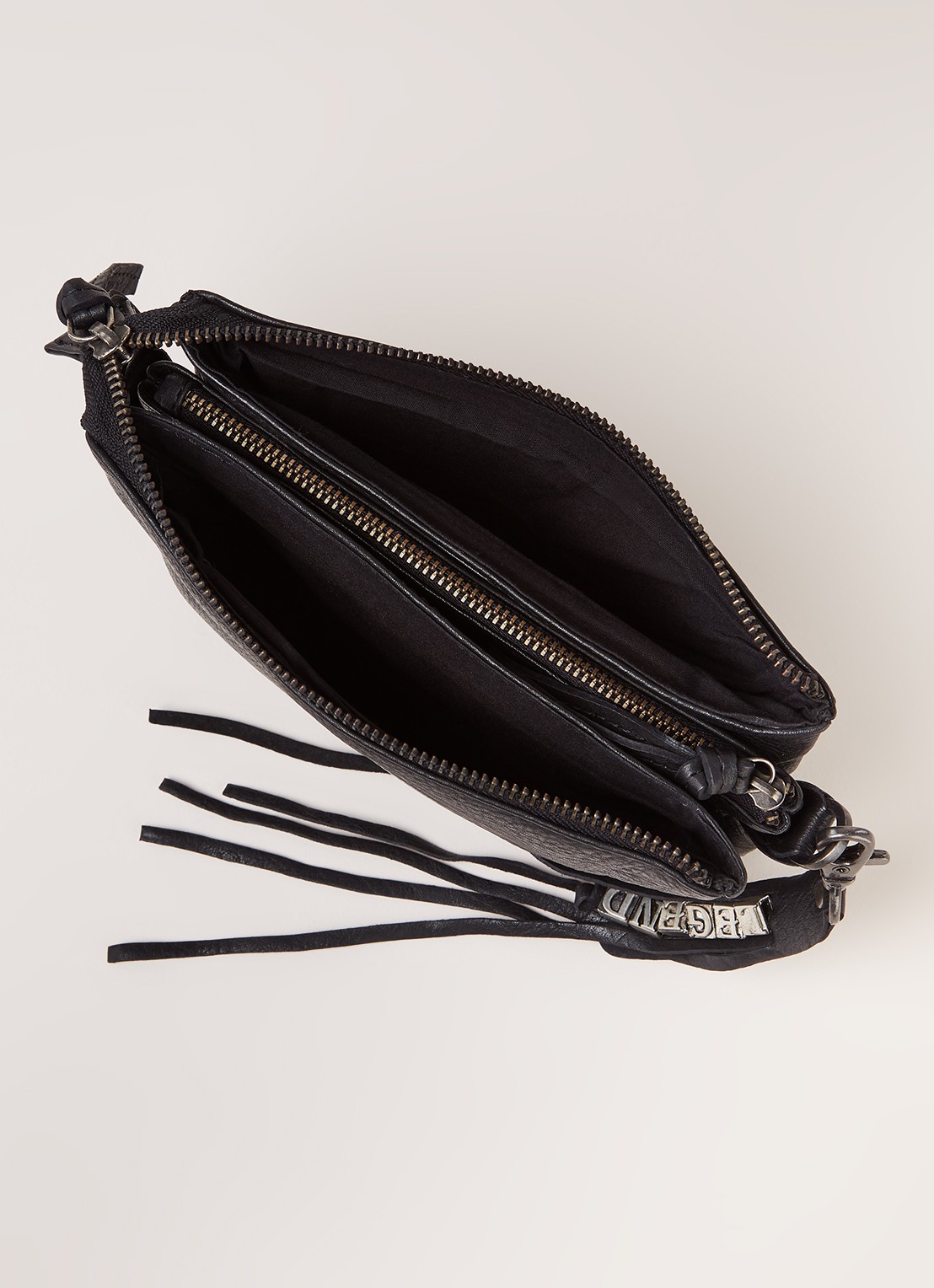 Legend Como crossbodytas van leer - detail 4 zwart
