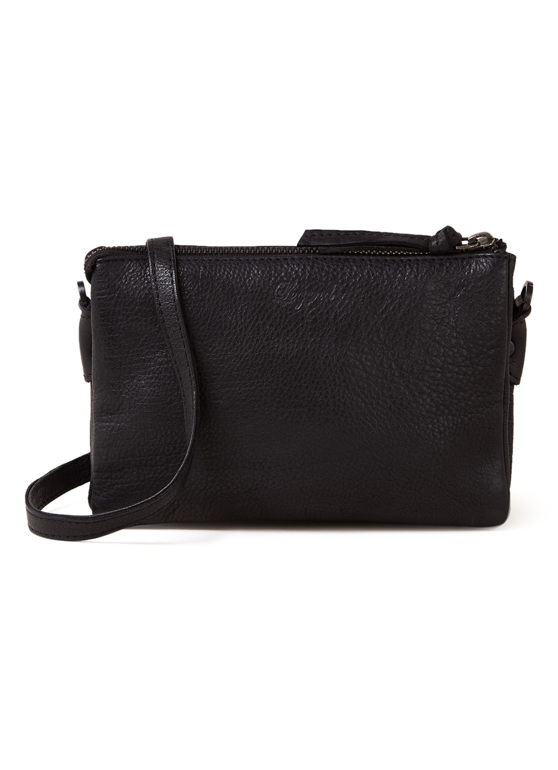 Legend Como crossbodytas van leer - voorkant zwart