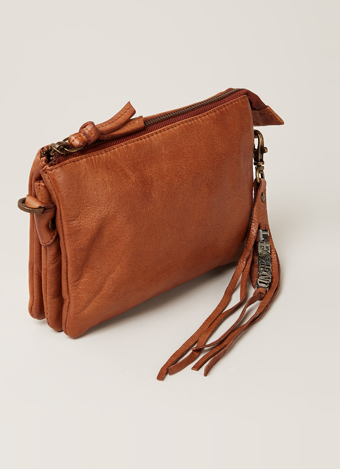 Legend Como crossbodytas van leer - detail 3 cognac