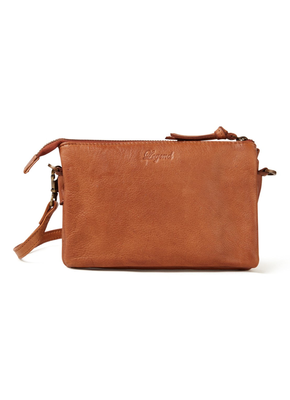 Legend Como crossbodytas van leer - voorkant cognac