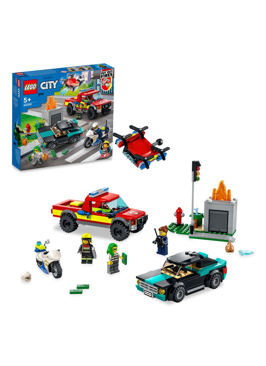 LEGO Brandweer & Politie Achtervolging bouwspeelgoed - 60319 - detail multicolor