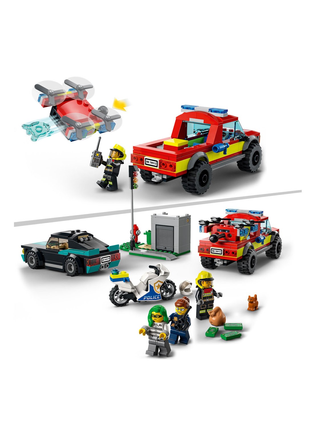 LEGO Brandweer & Politie Achtervolging bouwspeelgoed - 60319 - detail 2 multicolor