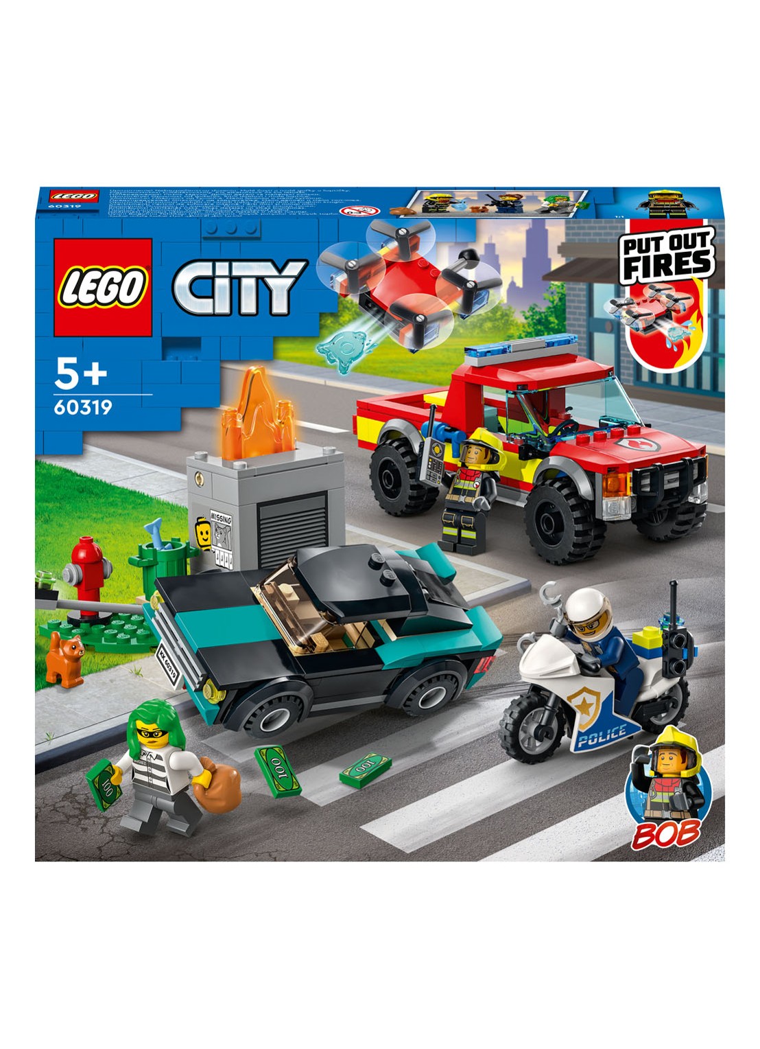 LEGO Brandweer & Politie Achtervolging bouwspeelgoed - 60319 - voorkant 6 multicolor