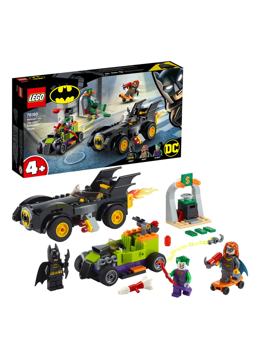 LEGO DC Comics Super Heroes Batman vs. The Joker: Batmobile achtervolging - 76180 - detail zwart