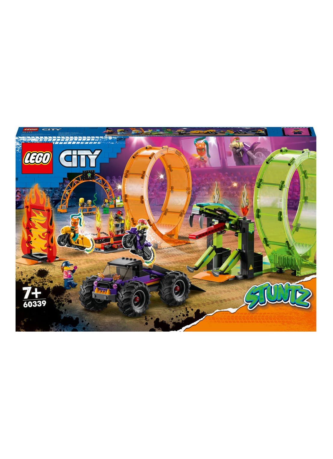 LEGO Dubbele looping stuntarena - 60339 - voorkant multicolor