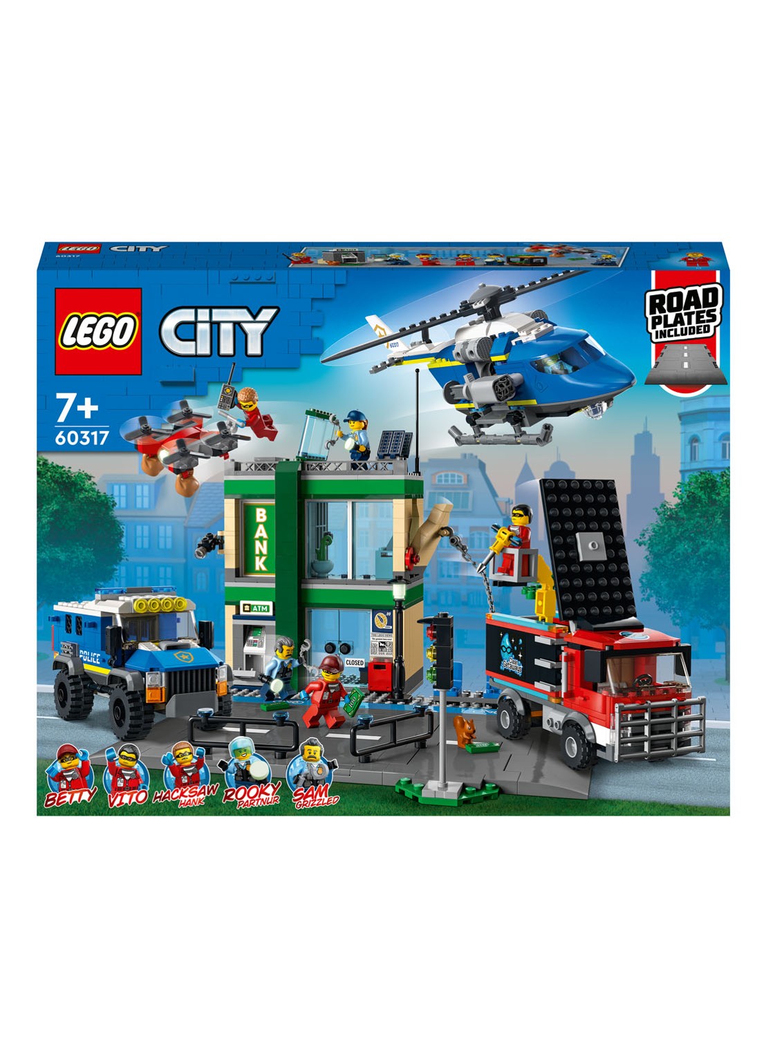 LEGO Politieachtervolging Bij de Bank bouwspeelgoed - 60317 - voorkant multicolor