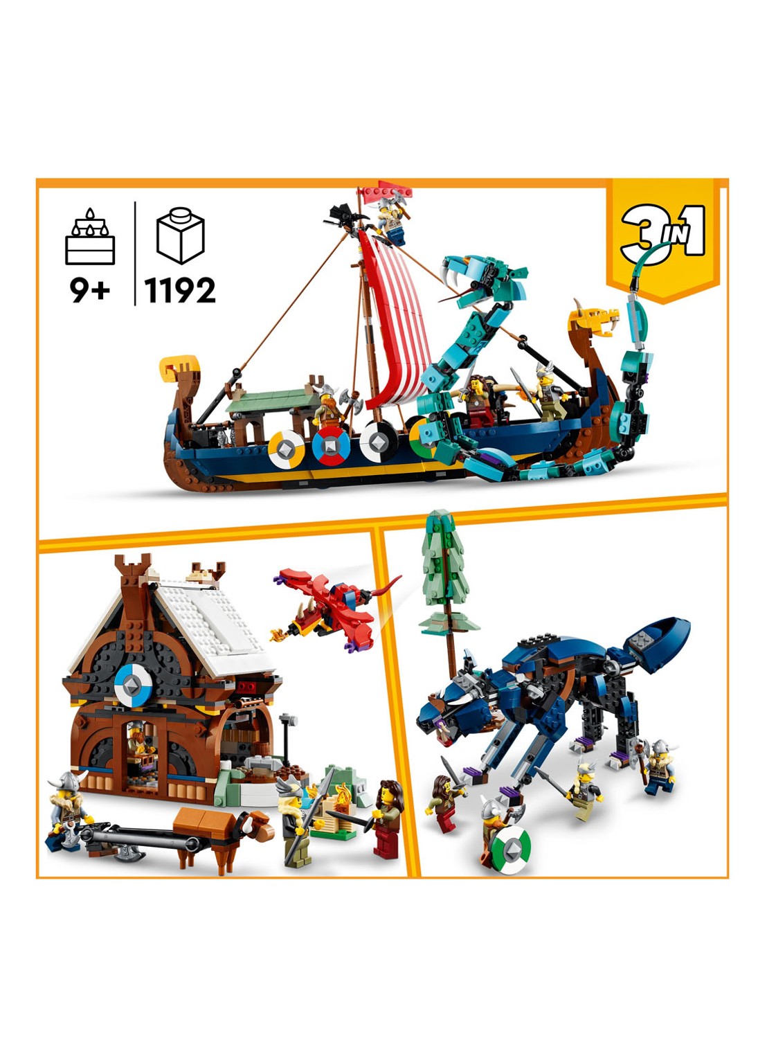 LEGO Vikingschip en de Midgaardslang - 31132 - detail 2 multicolor
