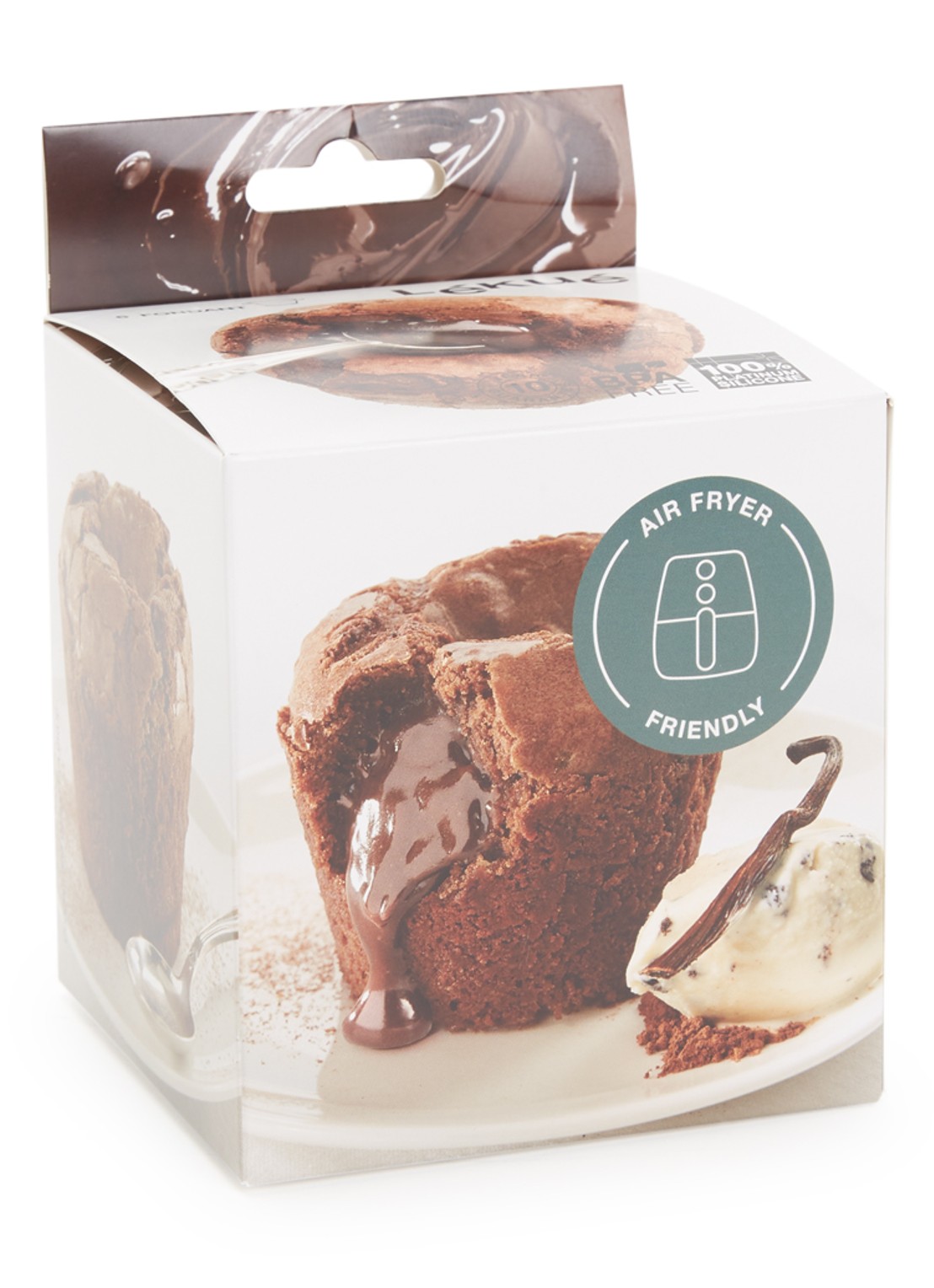 Lékué Bakvorm voor Molten Lava Cake 7,5 cm set van 6 - voorkant 2 zwart