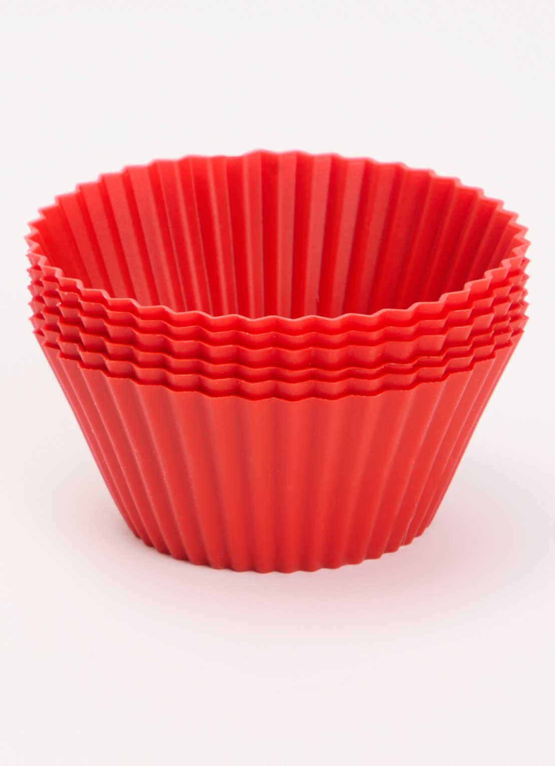 Lékué Bakvorm voor muffins 7 cm set van 6 - voorkant 3 rood