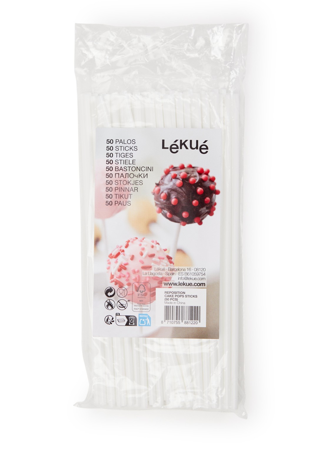 Lékué Cakepop stokjes 50 st - voorkant wit