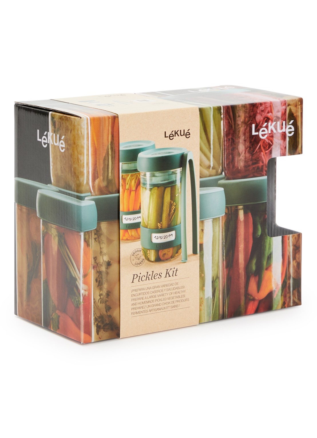 Lékué Fermentatie pot set van 2 - voorkant 2 lindegroen