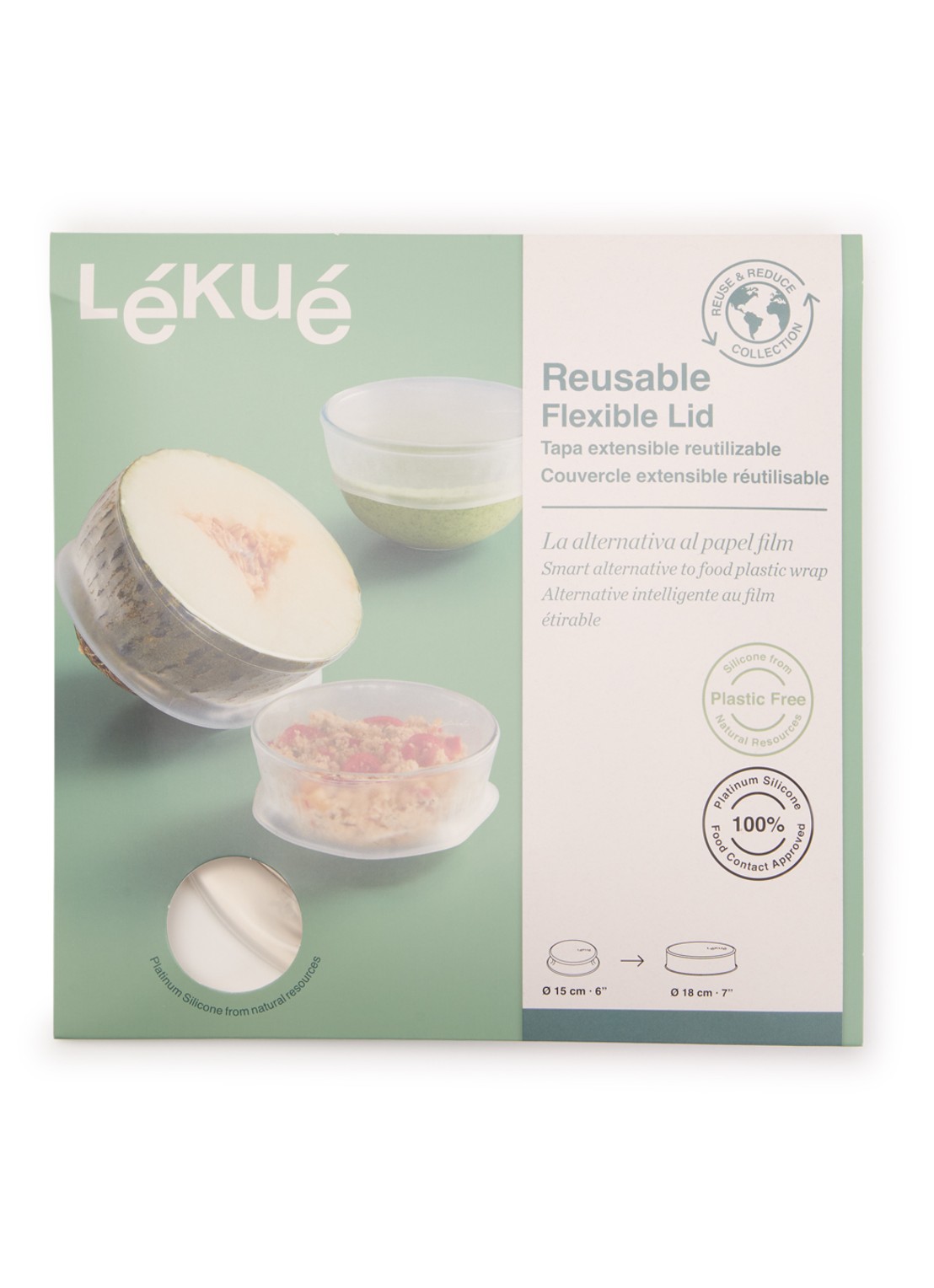 Lékué Flexibele herbruikbare deksel 15 cm - voorkant 2 transparant
