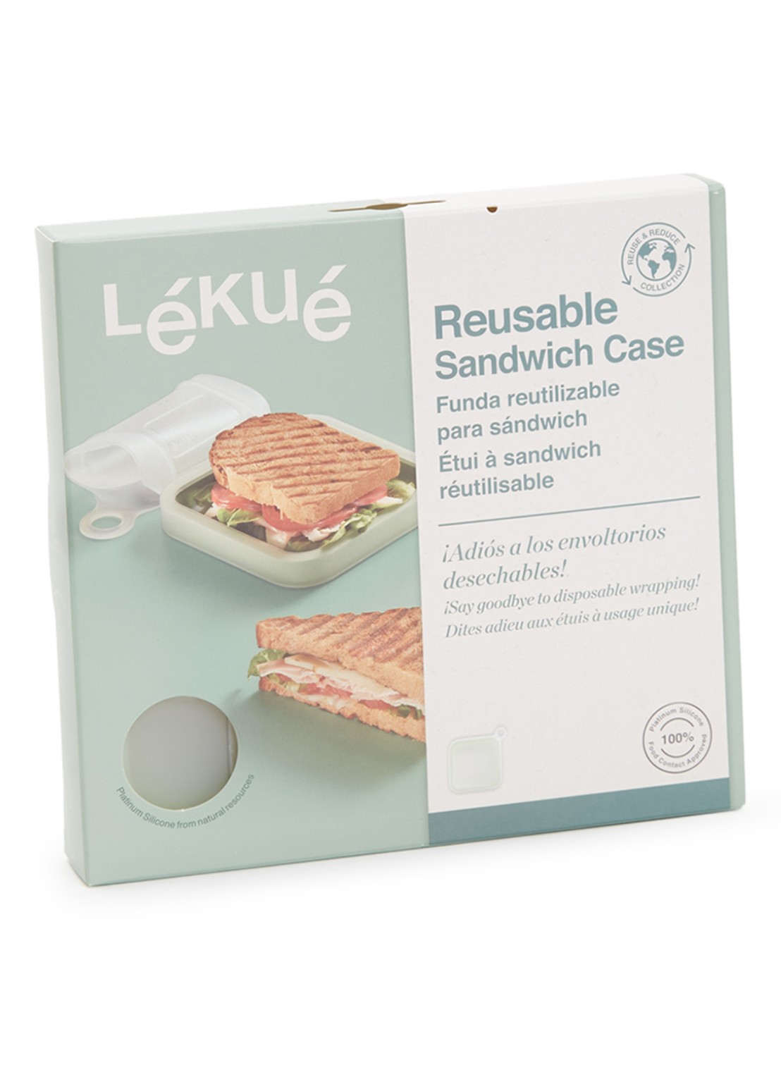 Lékué Herbruikbaar boterham zakje  - voorkant 2 lichtgroen