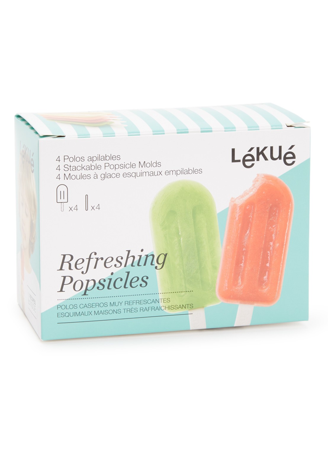 Lékué IJsmakervorm set van 4 - voorkant multicolor