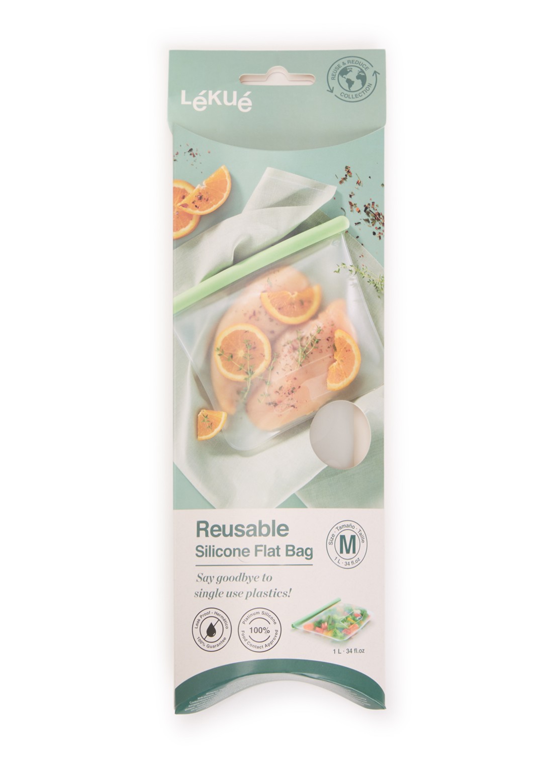 Lékué Vershoudzak plat 1 liter - voorkant 2 transparant