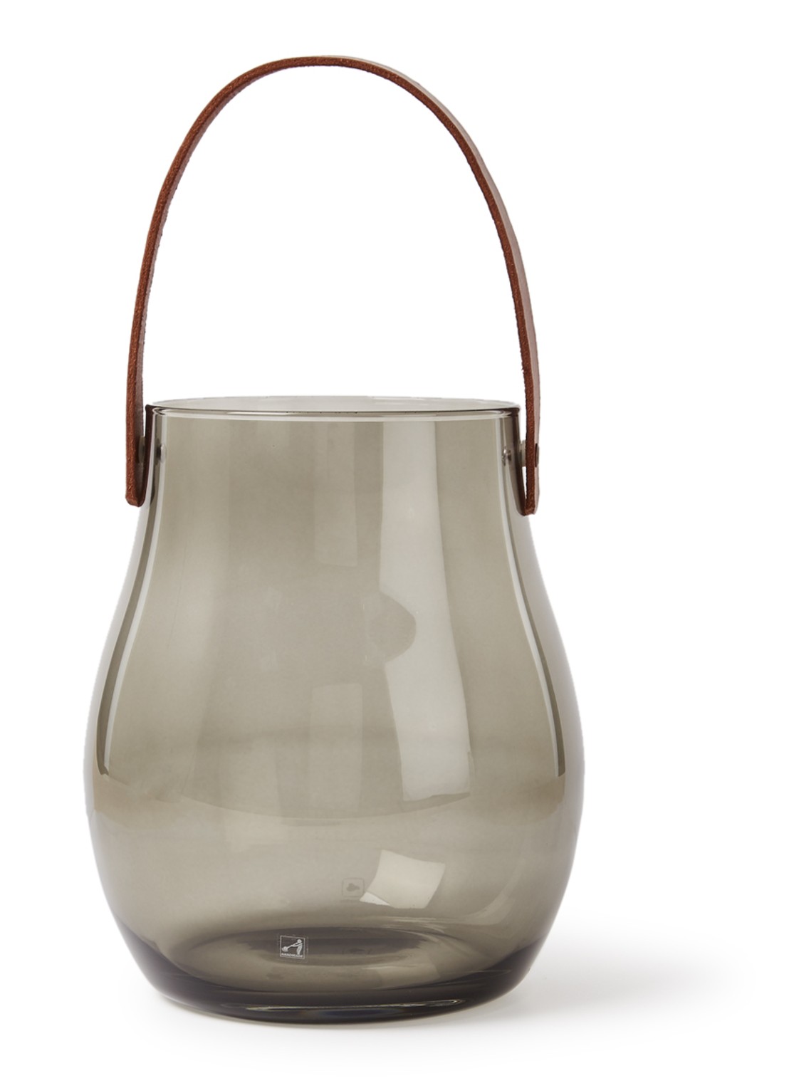 Leonardo Giardino windlicht met handvat 22 cm - voorkant grijs