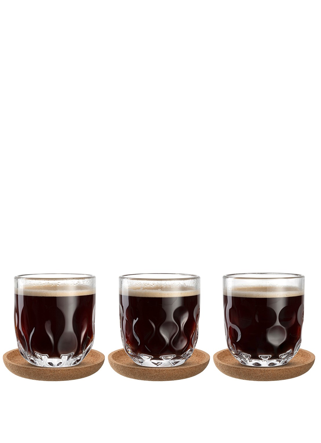 Leonardo Gocce koffieglas 22 cl met onderzetter set van 6 - voorkant 5 transparant