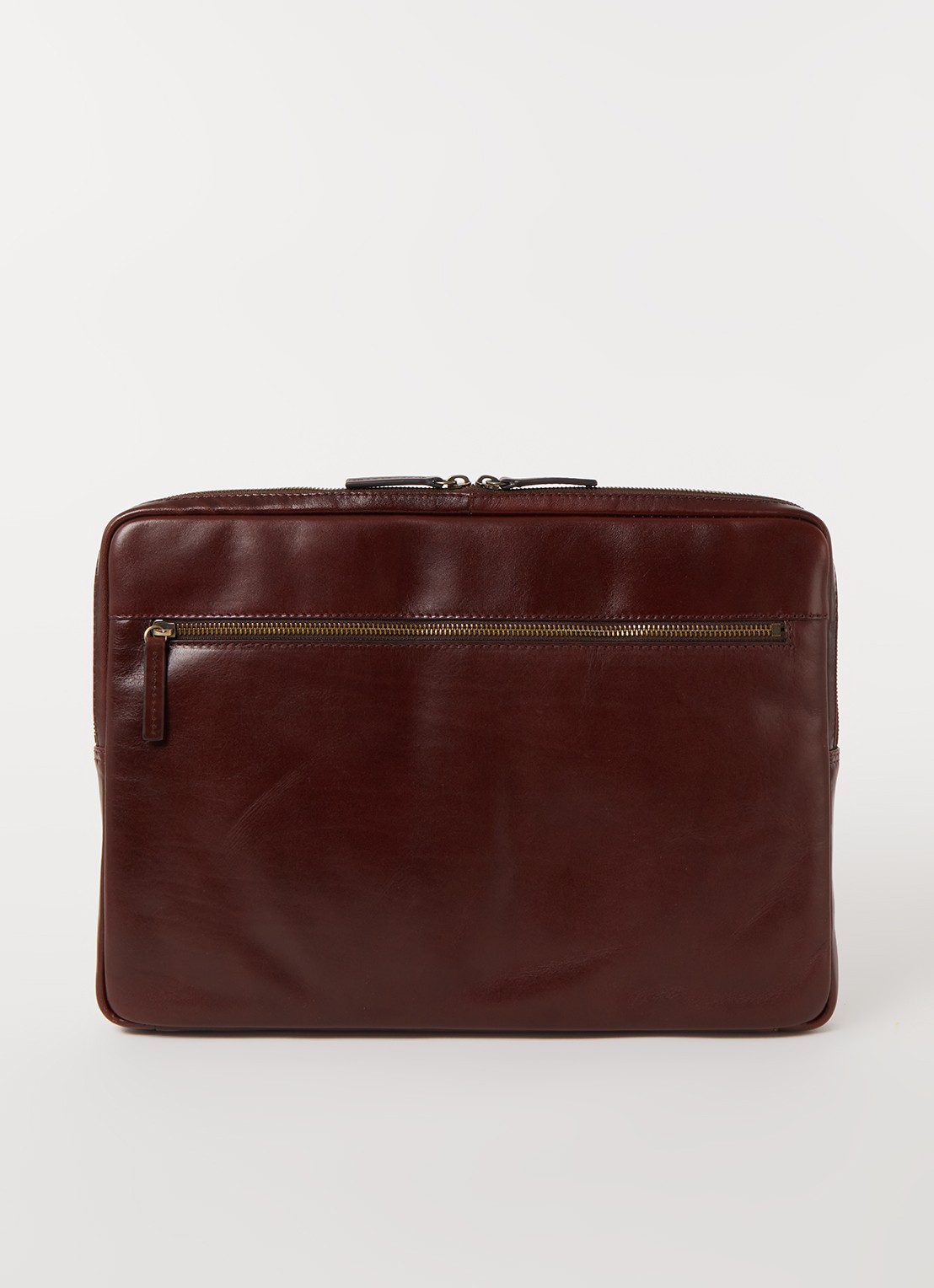 Leonhard Heyden Cambridge laptophoes van leer 15 inch - voorkant kastanjebruin