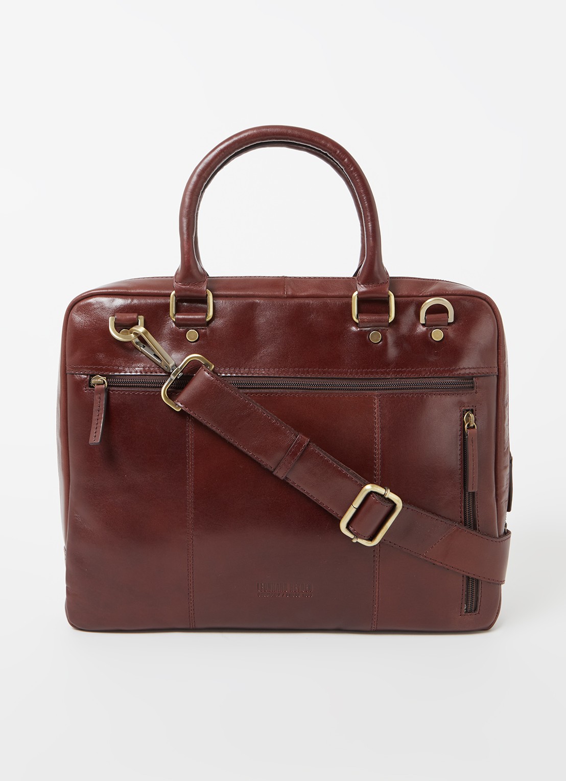 Leonhard Heyden Cambridge S businesstas van leer met 11 inch laptopvak - voorkant 2 roodbruin